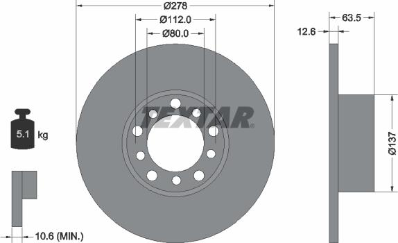 Textar 92009500 - Тормозной диск autospares.lv