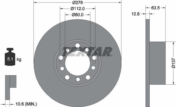 Textar 92009503 - Тормозной диск autospares.lv