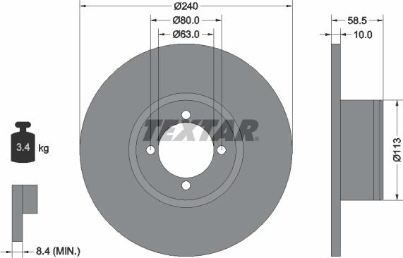 Textar 92001100 - Тормозной диск autospares.lv