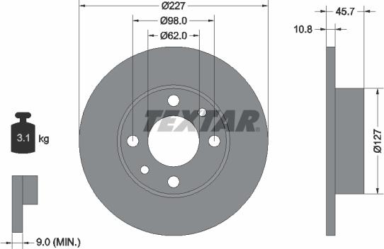 Textar 92019300 - Тормозной диск autospares.lv