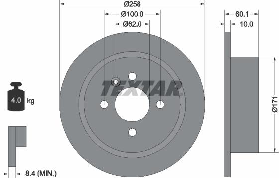 Textar 92019200 - Тормозной диск autospares.lv