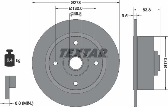 Textar 92010300 - Тормозной диск autospares.lv