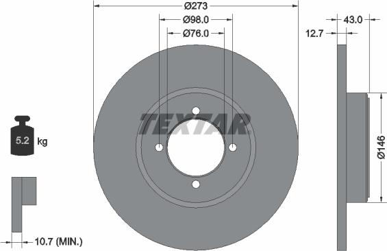 Textar 92011400 - Тормозной диск autospares.lv