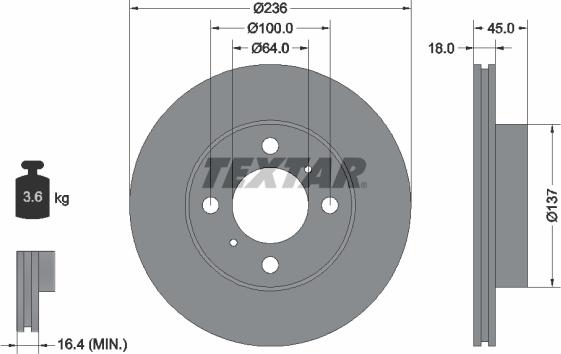 Textar 92089403 - Тормозной диск autospares.lv