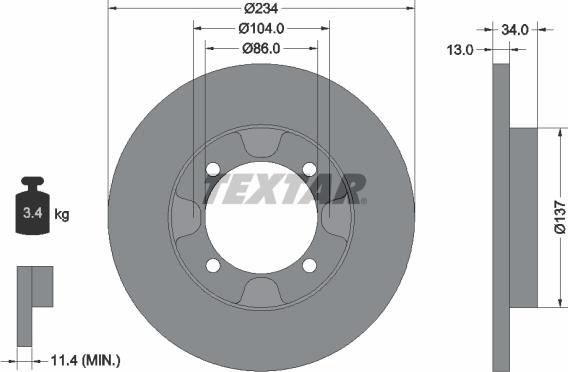 Textar 92089500 - Тормозной диск autospares.lv