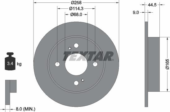 Textar 92080200 - Тормозной диск autospares.lv