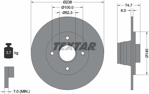 Textar 92081200 - Тормозной диск autospares.lv