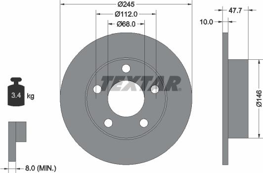 Textar 92088505 - Тормозной диск autospares.lv