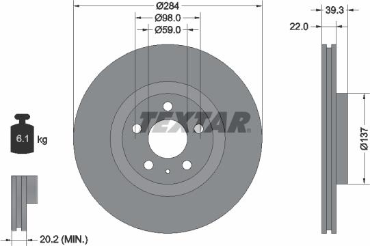 Textar 92083200 - Тормозной диск autospares.lv