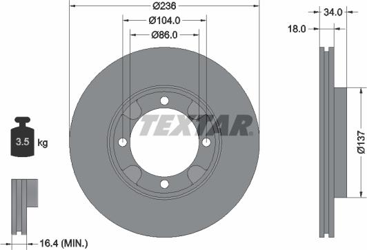 Textar 92082100 - Тормозной диск autospares.lv