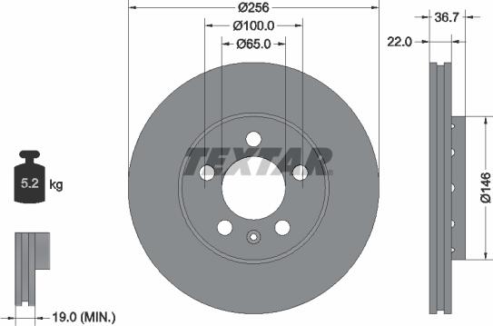 Textar 92082205 - Тормозной диск autospares.lv