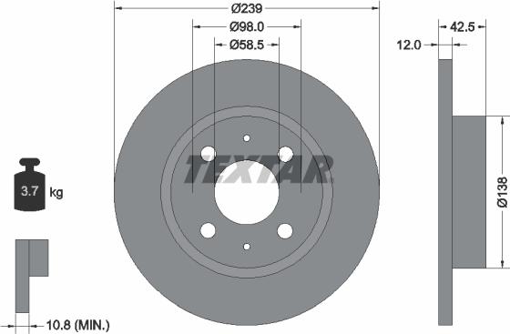 Textar 92039100 - Тормозной диск autospares.lv