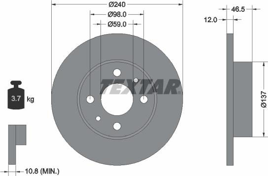 Textar 92034500 - Тормозной диск autospares.lv