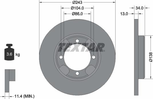 Textar 92034600 - Тормозной диск autospares.lv