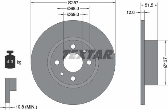 Textar 92034000 - Тормозной диск autospares.lv