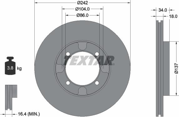Textar 92034700 - Тормозной диск autospares.lv