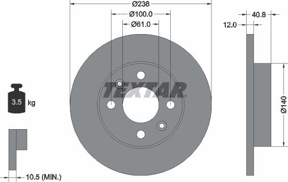 Textar 92036103 - Тормозной диск autospares.lv