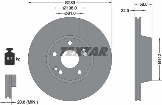 Textar 92036300 - Тормозной диск autospares.lv