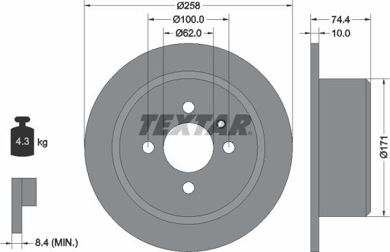 Textar 92038400 - Тормозной диск autospares.lv
