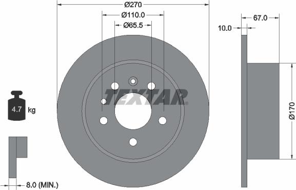 Textar 92038200 - Тормозной диск autospares.lv