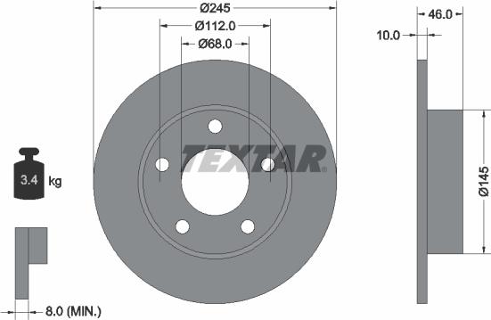 Textar 92037405 - Тормозной диск autospares.lv