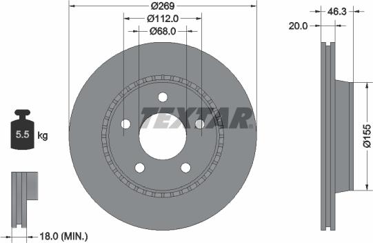 Textar 92037100 - Тормозной диск autospares.lv