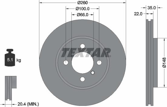 Textar 92026505 - Тормозной диск autospares.lv