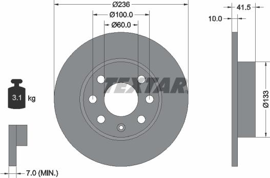 Textar 92020800 - Тормозной диск autospares.lv