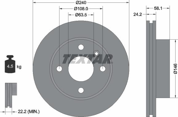 Textar 92022900 - Тормозной диск autospares.lv