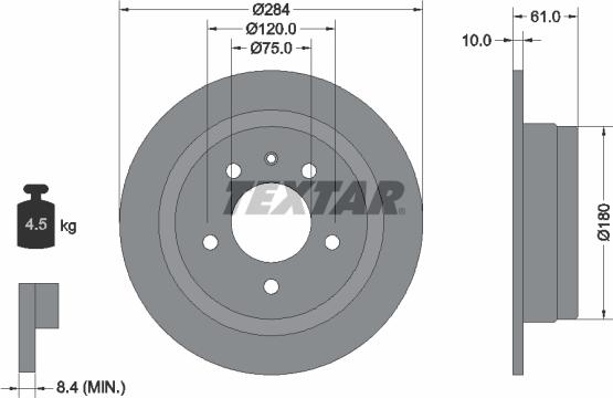 Textar 92022405 - Тормозной диск autospares.lv