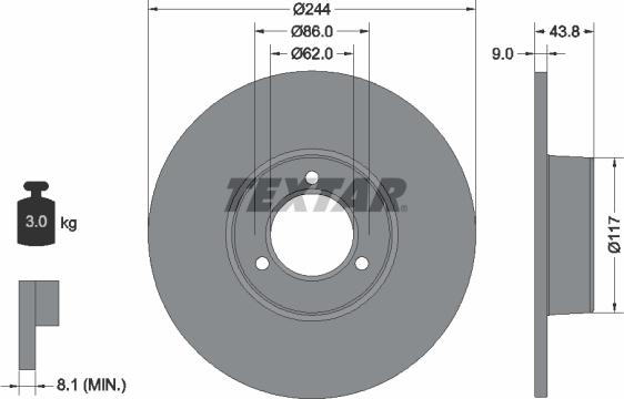 Textar 92022100 - Тормозной диск autospares.lv
