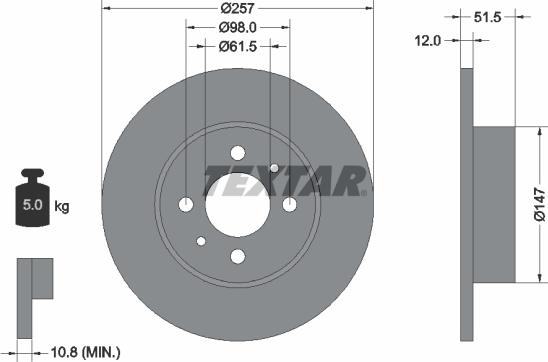 Textar 92027000 - Тормозной диск autospares.lv