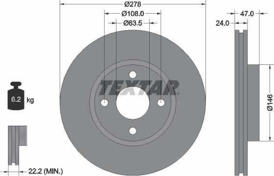 Textar 92075400 - Тормозной диск autospares.lv