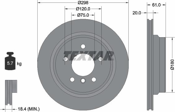 Textar 92075105 - Тормозной диск autospares.lv