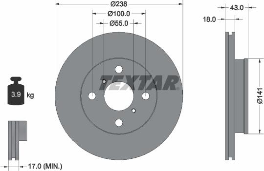 Textar 92076500 - Тормозной диск autospares.lv