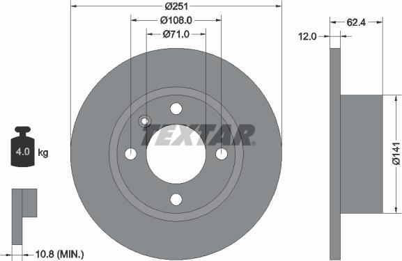 Textar 92076800 - Тормозной диск autospares.lv