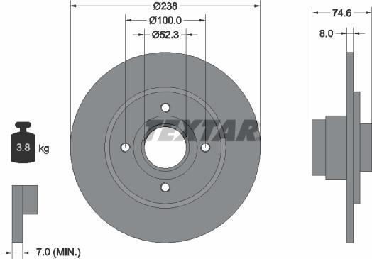 Textar 92070400 - Тормозной диск autospares.lv