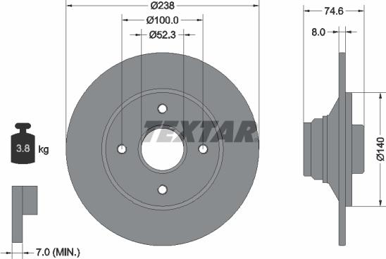 Textar 92070300 - Тормозной диск autospares.lv