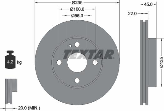 Textar 92071500 - Тормозной диск autospares.lv