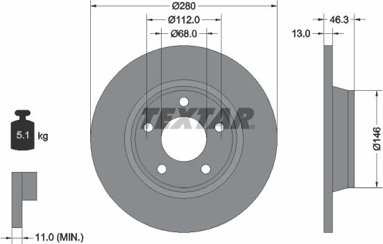 Textar 92071603 - Тормозной диск autospares.lv