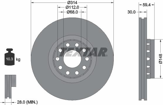 Textar 92073200 - Тормозной диск autospares.lv