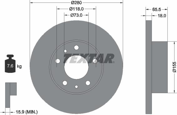 Textar 92073700 - Тормозной диск autospares.lv