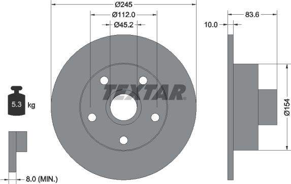 Textar 92072105 - Тормозной диск autospares.lv