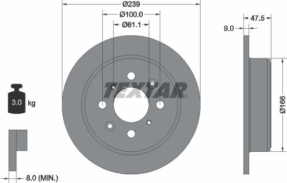 Textar 92077903 - Тормозной диск autospares.lv