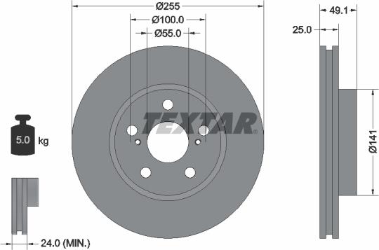 Textar 92077400 - Тормозной диск autospares.lv