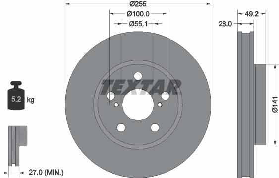 Textar 92077500 - Тормозной диск autospares.lv