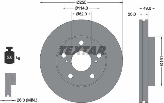 Textar 92077603 - Тормозной диск autospares.lv