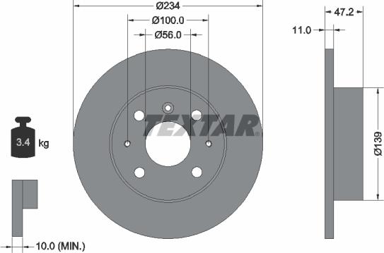 Textar 92077000 - Тормозной диск autospares.lv