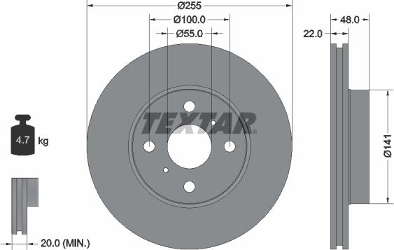 Textar 92077200 - Тормозной диск autospares.lv