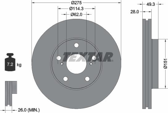 Textar 92077700 - Тормозной диск autospares.lv